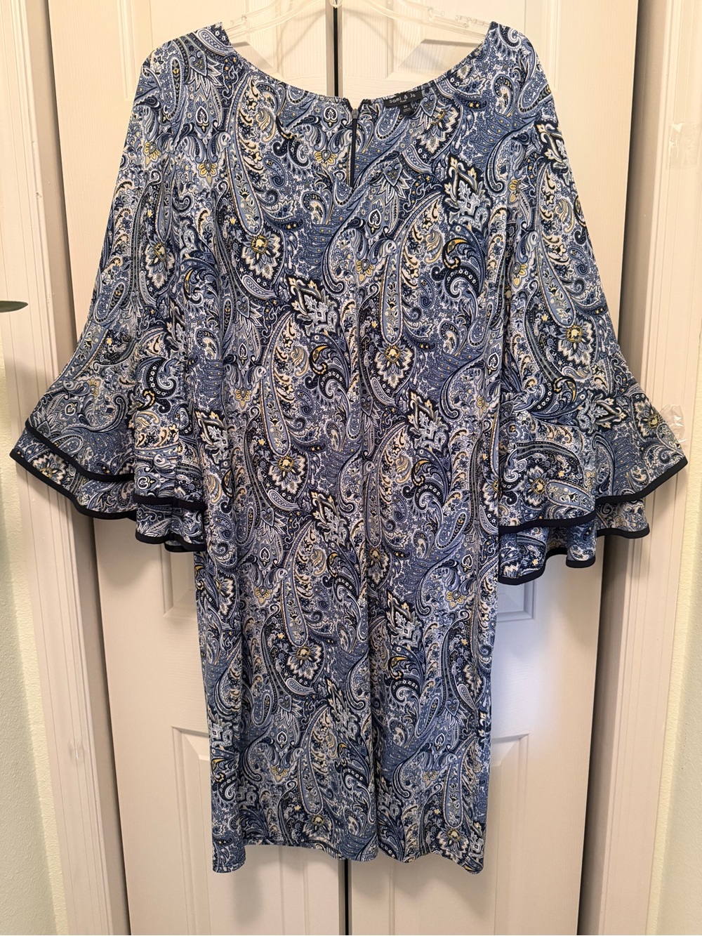 Sami & Jo Blue Paisley Layered Bell-Sleeve Dress